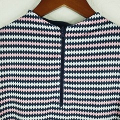 Belyn Key Top Women’s Small Pink Blue White Striped 1/4 Zip Reversible Golf Top