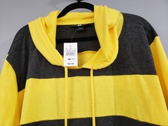 NEW ASHLEY STEWART hoodie sweatshirt 26/28 ZIP UP YELLOW GRAY BUMBLEBEE LOUNGE