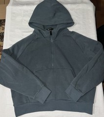 ATHLETA Forever Fleece 1/2 Zip Hoodie Size L Sweatshirt Dark Teal