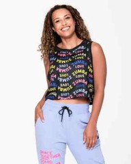 Zumba Love Mesh Crop Tank – Bold Black ~ XS, Small, Medium, Large, XL ~Free Ship