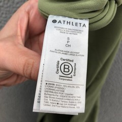 Athleta Elation Wide Leg Pant Womens S Small Green High Rise Yoga Workout Gym