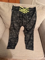 Powerhold By Fabletics Camo With Neon Yellow Capri Leggings Size 2 XL