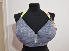 Maidenform Sport Gray & Green Convertible Low Impact Wire free Bra 36DD New