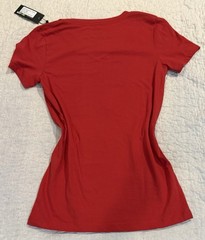 Bespoke Sport Women’s V-Neck Jersey T-Shirt Red Slim Fit Stretch Size S