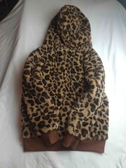Lucky Finds Hoodie Womens S Faux Fur Leopard Print Boho Chic Grunge Layering Y2K