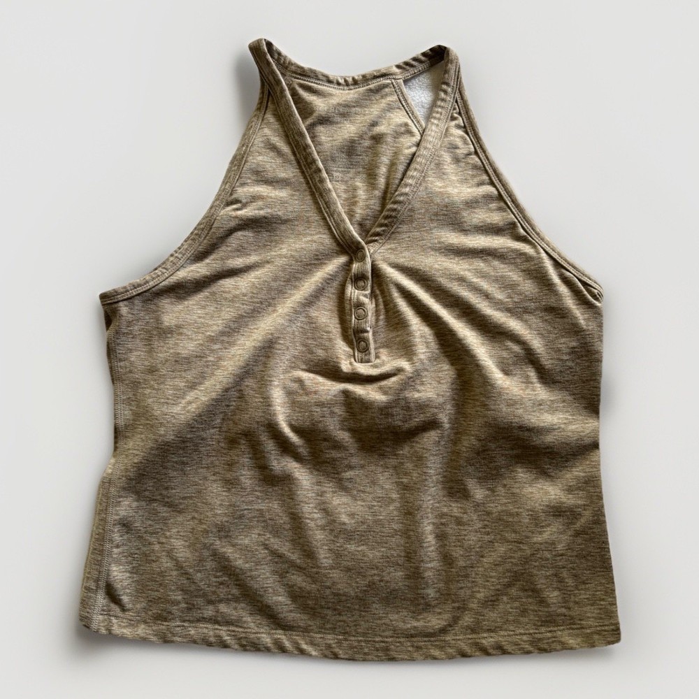 Sincerely Jules Active Tank Top Womens Large Tan Henley Halter Boho Comfortcore