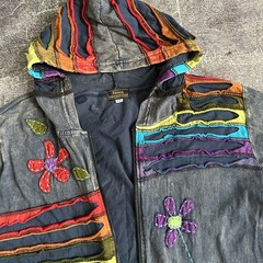 Womens Vintage Y2K Rising International Boho Chic Hippie Hoodie Sweatshirt Sz XL