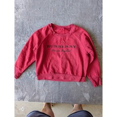 Burberry London England Red Embroidered Logo Cotton Fleece Sweatshirt Womens