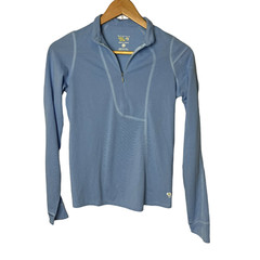 Mountain Hardwear Size XS Half Zip Pullover Top Running Thumbholes Light Blue