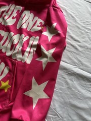 The One And F—king Only Hooded Sweat Shirt Pink With Stars On Sleeve Size-S