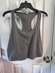 90 Degree by Reflex Women’s Cropped Racerback Stretch Scoop Neck Tank Gray XXL