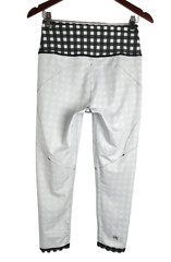 Albion Fit Black Gray & White Checkered Pattern Leggings Size Meas 26 x 23.5