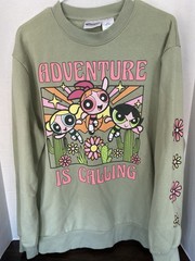 Powerpuff Girls Green Adventure Crewneck Sweatshirt Womens Medium