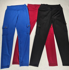 Women’s Cargo Leggings Size Large – Lot of 3 (Black, Blue & Burgundy)