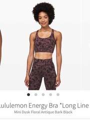 lululemon Long-Line Energy Bra in Antique Bark Floral Black – 4