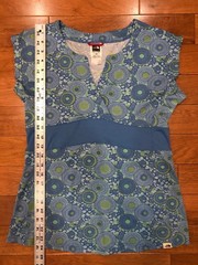 The North Face Cap Sleeve Activewear Blue & Lime Green Stretch Comfort Top Sz M