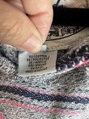 Original Senor Lopez Gray Pink Blue Striped Hoodie Pockets Drawstring L NWOT