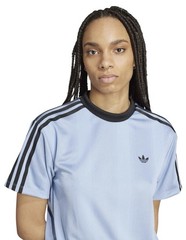 ADIDAS Originals Jacquard Jersey Sz Large POLY T Shirt Ash Blue Womens JV9644