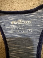 Shebeest Women’s L Navy/Gray Racerback Cycling Tank Top Queen Beest RN109814