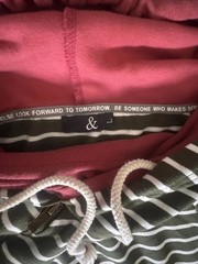 Ampersand Avenue Women’s L Striped Hoodie with Thumbholes & Zipper Detail