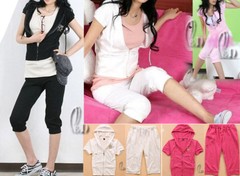 AU SELLER 2Pcs Girls Womens tracksuits Gojjing Sports Hooded Top+Pants Set ju005