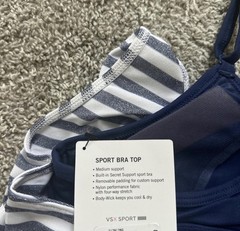 Victoria’s Secret VSX Striped Navy & Black Racerback Tank Top Size Small NWT
