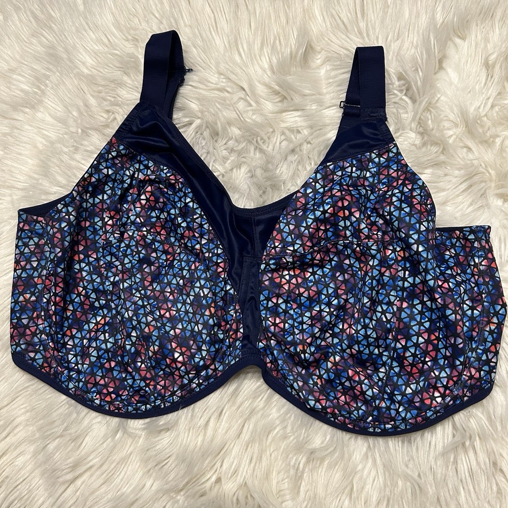 Elomi 44J Sports Bra Navy Blue Geo Energise High Impact Underwire 8042