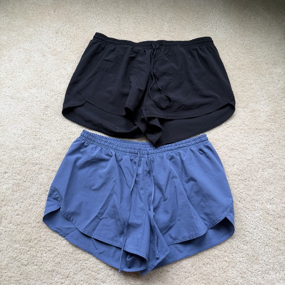 Lot of 2 Old Navy Active Women’s Black & Blue Running Shorts w/ Lining – M – GUC