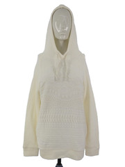 Maje Jumper Hoodie Cable Knit Ivory Wool Blend Textured DODU size FR 2 UK 10
