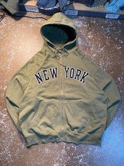 Brandy Melville John Galt New York Oversized Green Zip-Up Hoodie