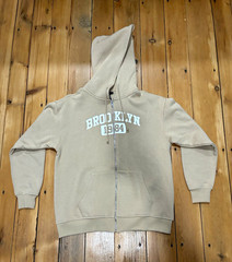 Forever 21 Beige Brooklyn 1984 Graphic Full Zip Hoodie Women’s Regular Size S