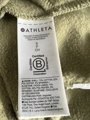 Athleta Forever Fleece Hoodie 1/2 Zip Women’s Small Green Cropped Fit Casual