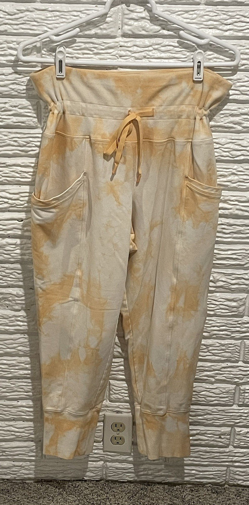 All In Motion Jogger Pants Women’s Large Orange Tie-Dye Pockets 23.5″=Inseam