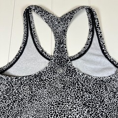 Lululemon Racerback Tank Top Black White Animal Print Athletic Yoga Gym Shirt