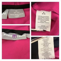 FREE TECH Women Hooded Softshell Windbreaker Jacket Black/Pink Zip M (8-10)