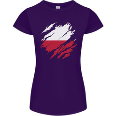 Torn Poland Flag Polish Day Football Womens Petite Cut T-Shirt