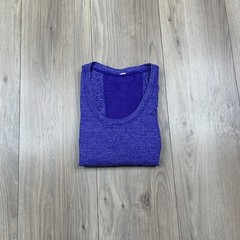 Lululemon Round Neck Short Cap Sleeve Ribbed Colorblock Women’s Size 8 Purple