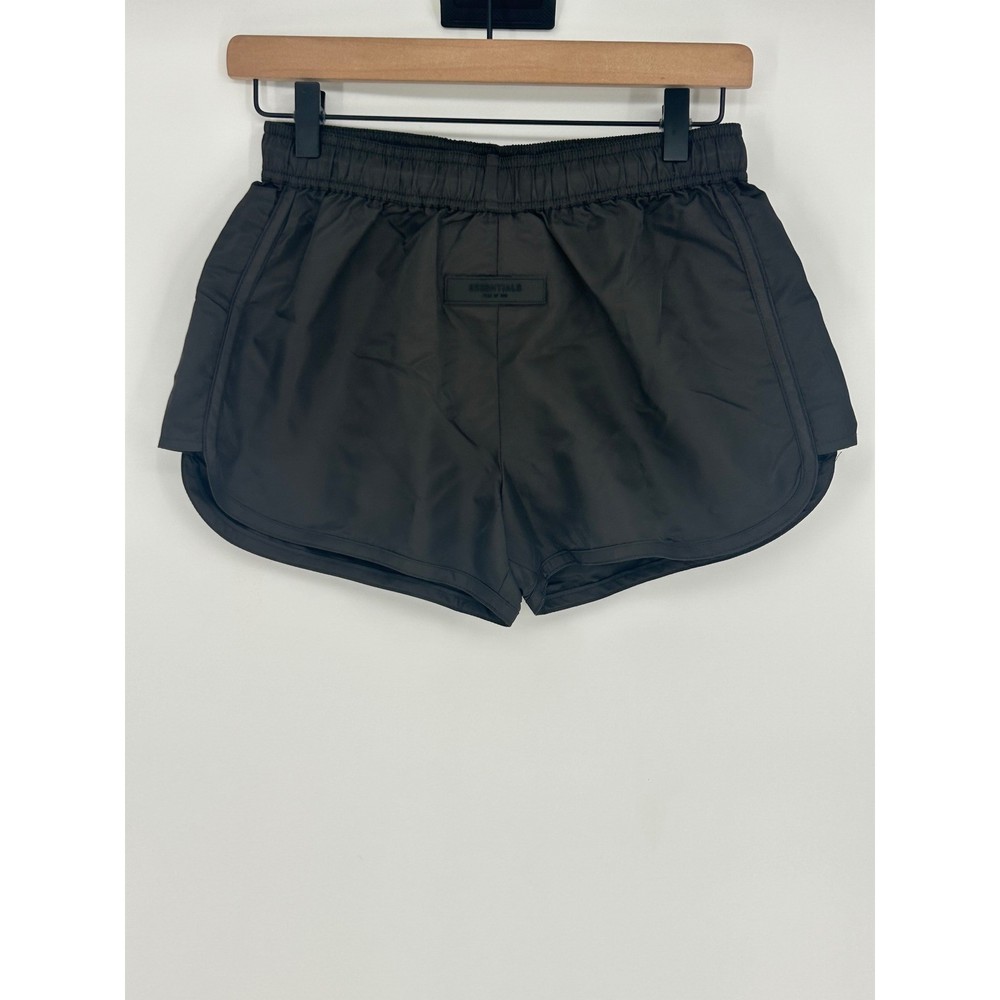 Essentials Fear Of God Women’s Small 100% Nylon Running Shorts In Iron Black