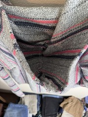 Original Senor Lopez Gray Pink Blue Striped Hoodie Pockets Drawstring L NWOT