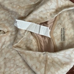 Fabletics 2 Piece Beige Cream Leopard Print Leggings & 1 Shoulder Sports Bra
