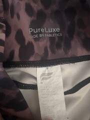 Fabletics PureLuxe Women’s Biker Shorts Leopard Animal Print Gray/Black Stretch