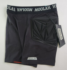 Moolah Womens Solid Black Padded Athletic Compression Shorts Size M 6mm Padding
