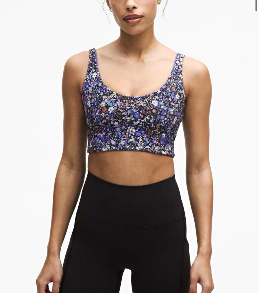 lululemon Like a Cloud Purple Floral Reversible Wireless Crossback Bra 8