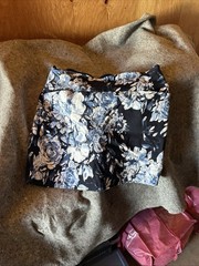S.C. & Co. Womens Stretch Wide Waist Band Skort Floral Blue White Y716A
