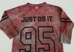 NIKE Just Do It 95 Women’s Small Shirt Procion Ice Tie Dyed Upcycled Custom LOGO