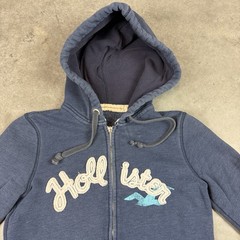 Hollister Hoodie Womens Small Blue Broken Zipper Surfer Girl Beach Preowned