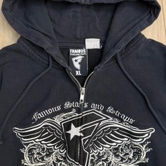 Famous Stars & Straps Y2K black zip up hoodie Size XL Women’s