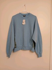 Pacsun Womens Medium M Pullover Sweatshirt Light Blue Oversized Crewneck