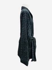 Nike Yoga Therma-FIT Luxe Robe Black Jacquard Tie Front Plaid Quilted Plus Sz 1X