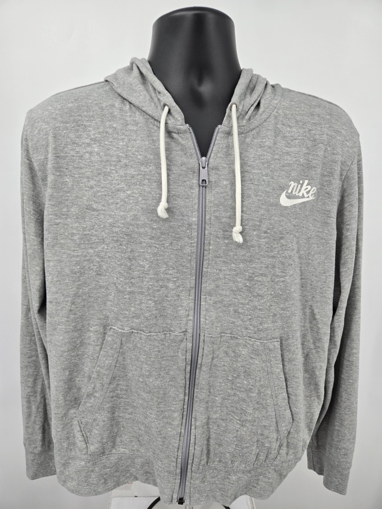 Nike Women’s Hoodie 1X Heather Grey Gym Vintage Zip Drawstring Lightweight
